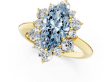 Yellow gold Fancy Blue Marquise  Diamond Cluster Halo Ring with Solitaire Band and Four-Prong Setting_20