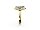 Yellow gold Fancy Blue Marquise  Diamond Cluster Halo Ring with Solitaire Band and Four-Prong Setting_21