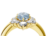 Yellow gold Fancy Blue Marquise  Diamond Cluster Halo Ring with Solitaire Band and Four-Prong Setting_23