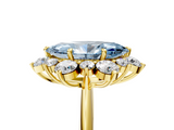 Yellow gold Fancy Blue Marquise  Diamond Cluster Halo Ring with Solitaire Band and Four-Prong Setting_24