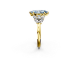 Yellow gold Fancy Blue Marquise  Diamond Cluster Leaf Design Ring with Prong Setting_71