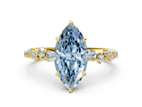 Yellow gold Fancy Blue Marquise  Diamond Cluster Prong-Set Solitaire Ring_43