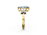 Yellow gold Fancy Blue Marquise  Diamond Floral Cluster Ring with Solitaire Band and Prong Setting_28