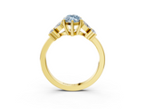 Yellow gold Fancy Blue Marquise  Diamond Floral Cluster Ring with Solitaire Band and Prong Setting_29
