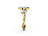 Yellow gold Fancy Blue Marquise  Diamond Floral Vine Solitaire Engagement Ring_4