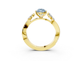Yellow gold Fancy Blue Marquise  Diamond Floral Vine Solitaire Engagement Ring_5