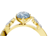Yellow gold Fancy Blue Marquise  Diamond Floral Vine Solitaire Engagement Ring_6