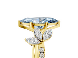 Yellow gold Fancy Blue Marquise  Diamond Floral Vine Solitaire Engagement Ring_7
