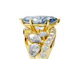 Yellow gold Fancy Blue Marquise  Diamond Halo Ring with Marquise and Pavé Band in Prong Setting_61