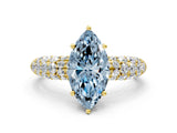 Yellow gold Fancy Blue Marquise  Diamond Pavé Band Solitaire Ring with Four-Prong Setting_49