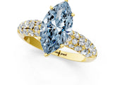 Yellow gold Fancy Blue Marquise  Diamond Pavé Band Solitaire Ring with Four-Prong Setting_50