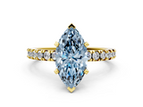 Yellow gold Fancy Blue Marquise  Diamond Pavé Band Solitaire with Four-Prong Setting_196