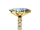 Yellow gold Fancy Blue Marquise  Diamond Pavé Band Solitaire with Four-Prong Setting_201