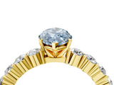 Yellow gold Fancy Blue Marquise  Diamond Pavé Band Solitaire with Four-Prong Setting_7
