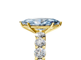 Yellow gold Fancy Blue Marquise  Diamond Pavé Band Solitaire with Four-Prong Setting_8