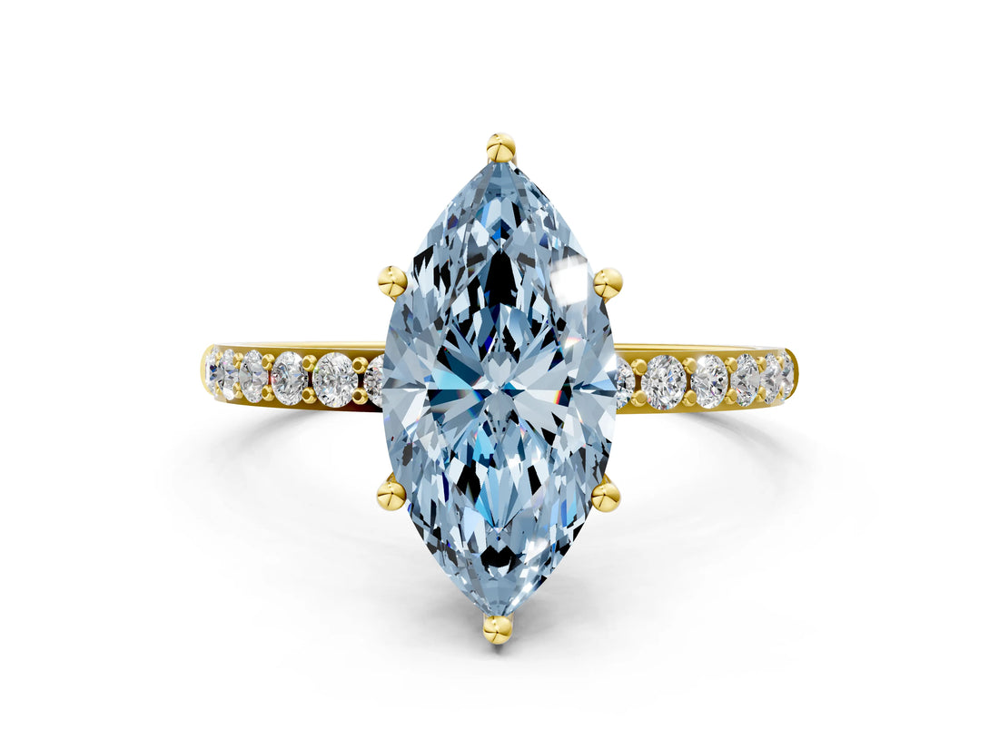Yellow gold Fancy Blue Marquise  Diamond Pavé Band with Six-Prong Setting_43
