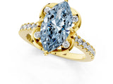 Yellow gold Fancy Blue Marquise  Diamond Pave Band with Floral Prong Setting_28