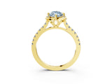 Yellow gold Fancy Blue Marquise  Diamond Pave Band with Floral Prong Setting_30