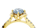 Yellow gold Fancy Blue Marquise  Diamond Pave Band with Floral Prong Setting_31