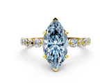 Yellow gold Fancy Blue Marquise  Diamond Prong Set Engagement Ring with Pave Band_265