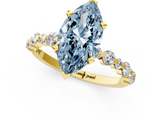 Yellow gold Fancy Blue Marquise  Diamond Prong Set Engagement Ring with Pave Band_266