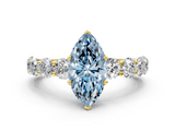 Yellow gold Fancy Blue Marquise  Diamond Prong Setting with Side Stones on a Pave Band_124