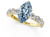 Yellow gold Fancy Blue Marquise  Diamond Prong Setting with Side Stones on a Pave Band_125