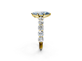 Yellow gold Fancy Blue Marquise  Diamond Prong Setting with Side Stones on a Pave Band_126