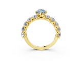 Yellow gold Fancy Blue Marquise  Diamond Prong Setting with Side Stones on a Pave Band_127