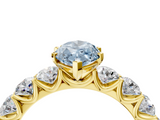 Yellow gold Fancy Blue Marquise  Diamond Prong Setting with Side Stones on a Pave Band_128