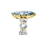 Yellow gold Fancy Blue Marquise  Diamond Prong Setting with Side Stones on a Pave Band_129