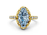 Yellow gold Fancy Blue Marquise  Diamond Solitaire Ring with Shared Prong Pavé Band_62
