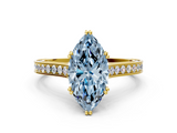 Yellow gold Fancy Blue Marquise  Diamond Solitaire with Pave Band and Six-Prong Setting_20