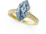Yellow gold Fancy Blue Marquise  Diamond Solitaire with Pave Band and Six-Prong Setting_21