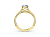 Yellow gold Fancy Blue Marquise  Diamond Solitaire with Pave Band and Six-Prong Setting_23