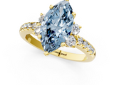 Yellow gold Fancy Blue Marquise  Diamond Three-Stone Pave Band with Four-Prong Setting_21