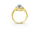 Yellow gold Fancy Blue Marquise  Halo Cluster Diamond Engagement Ring with Prong Setting and Polished Band_84