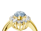 Yellow gold Fancy Blue Marquise  Halo Cluster Diamond Engagement Ring with Prong Setting and Polished Band_85
