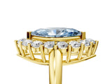 Yellow gold Fancy Blue Marquise  Halo Cluster Diamond Engagement Ring with Prong Setting and Polished Band_86