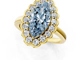 Yellow gold Fancy Blue Marquise  Halo Cluster Diamond Engagement Ring with Solitaire Band and Prong Setting_50