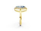 Yellow gold Fancy Blue Marquise  Halo Cluster Diamond Engagement Ring with Solitaire Band and Prong Setting_51