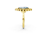 Yellow gold Fancy Blue Marquise  Halo Diamond Cluster Engagement Ring with Milgrain Bezel Setting and Solitaire Band_28