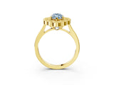 Yellow gold Fancy Blue Marquise  Halo Diamond Cluster Engagement Ring with Milgrain Bezel Setting and Solitaire Band_29
