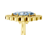 Yellow gold Fancy Blue Marquise  Halo Diamond Cluster Engagement Ring with Milgrain Bezel Setting and Solitaire Band_31