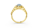 Yellow gold Fancy Blue Marquise  Halo Diamond Engagement Ring with Intricate Filigree Band and Four-Prong Setting_75