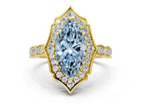 Yellow gold Fancy Blue Marquise  Halo Diamond Engagement Ring with Milgrain Band and Four-Prong Setting_54