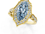 Yellow gold Fancy Blue Marquise  Halo Diamond Engagement Ring with Milgrain Band and Four-Prong Setting_55