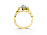Yellow gold Fancy Blue Marquise  Halo Diamond Engagement Ring with Milgrain Band and Four-Prong Setting_57