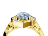Yellow gold Fancy Blue Marquise  Halo Diamond Engagement Ring with Milgrain Band and Four-Prong Setting_58