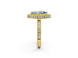 Yellow gold Fancy Blue Marquise  Halo Diamond Engagement Ring with Milgrain Pave Band and Four-Prong Setting_14